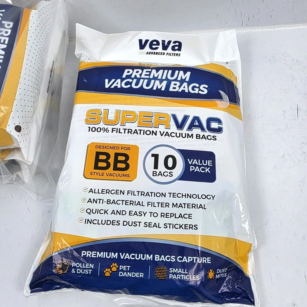 Lot of‎ 3 VEVA 10 Pack Premium SuperVac Vacuum Bags Style BB 100% Filtration NEW
